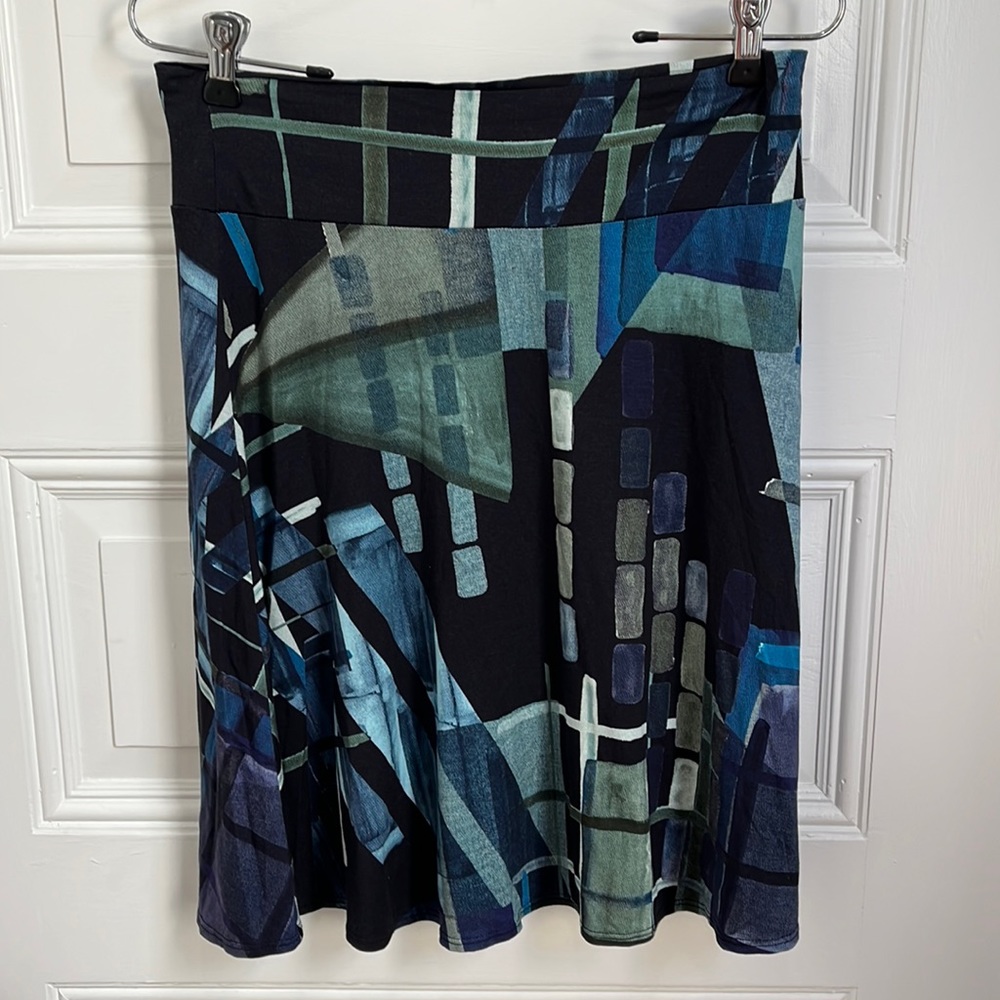 Salaam flare skirt, black and blue, size M